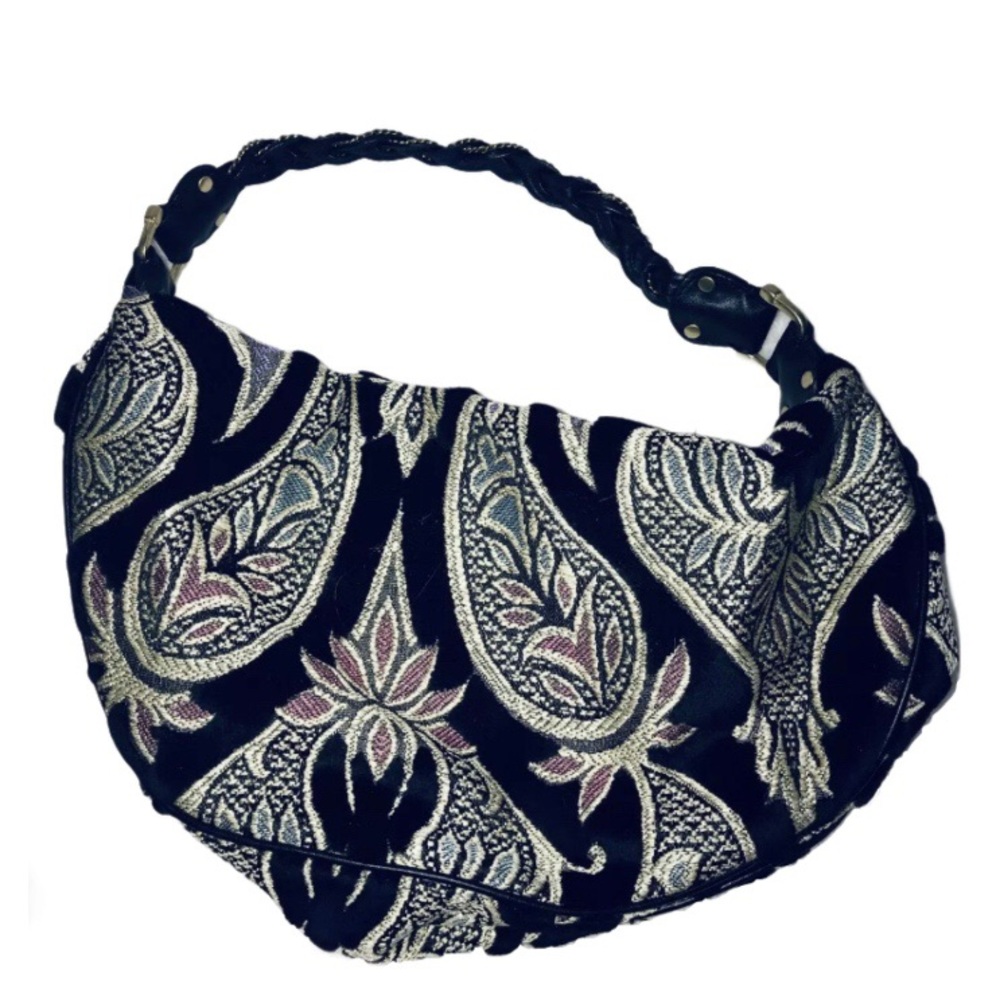 MAXX New York Paisley Canvas Shoulder Hobo Bag tapestry carpet bag